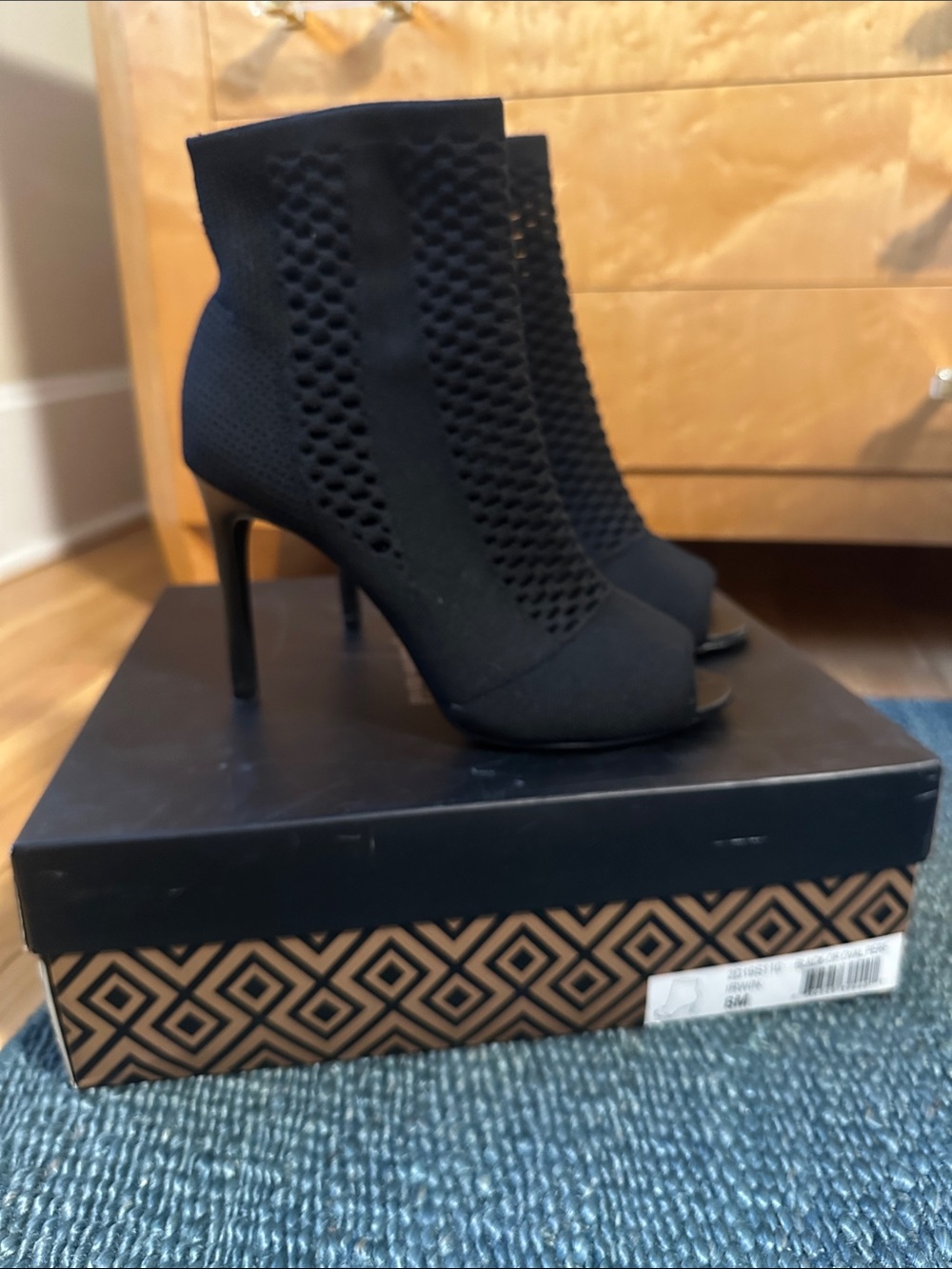 Irwin Charles By Charles David Black Peep-Toe High Heel Booties